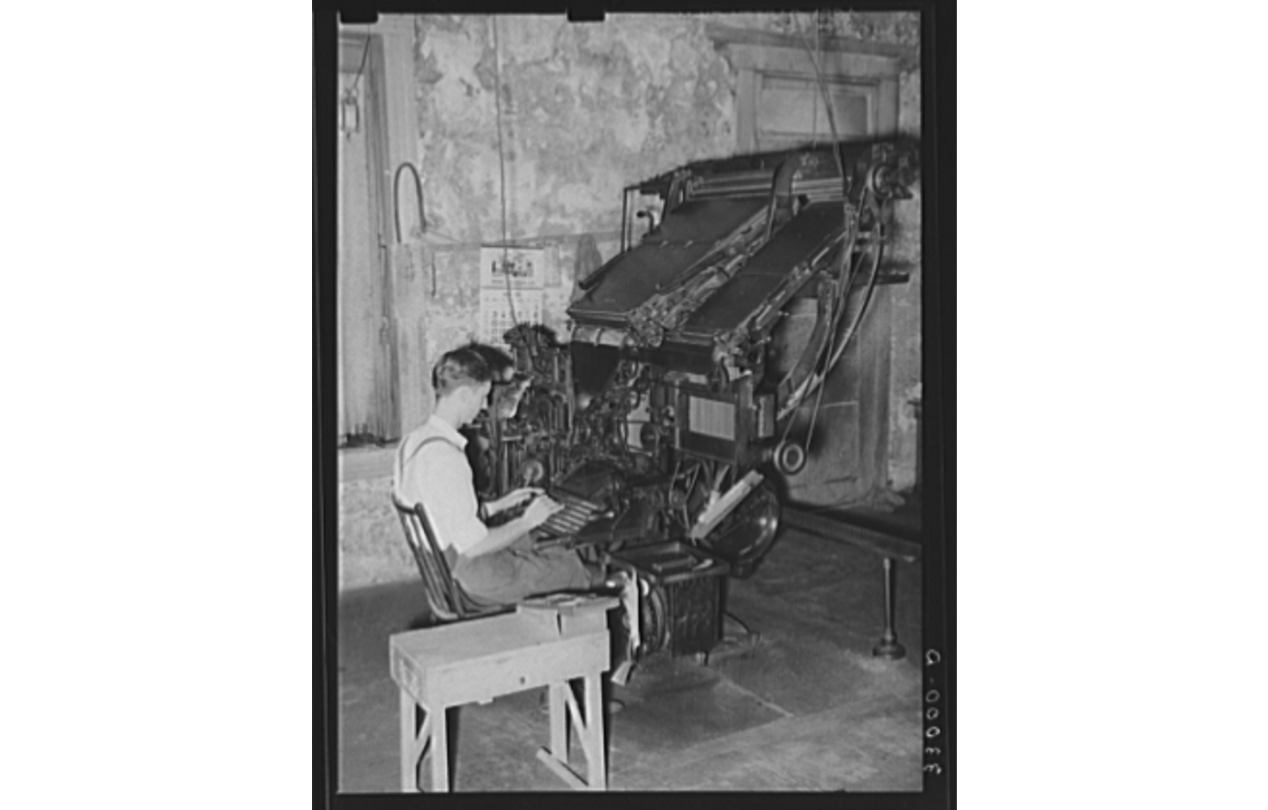 Photo of old linotype machine for printing newspapers.
