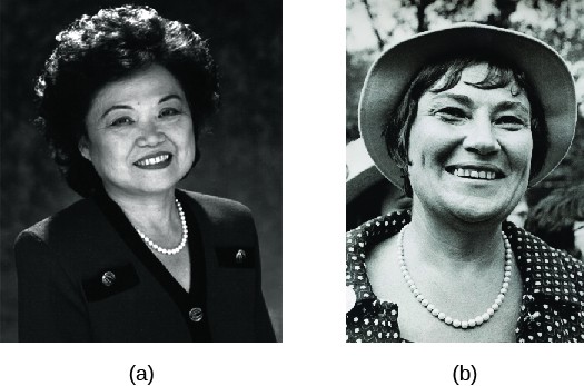 Image A is of Patsy Mink. Image B is of Bella Abzug.