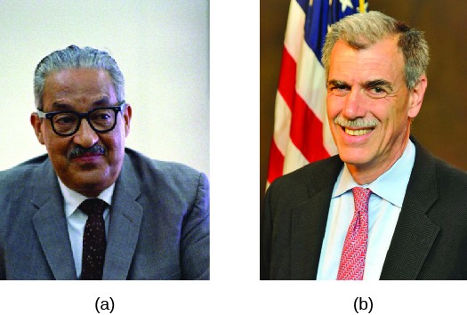 Image A is of Justice Thurgood Marshall. Image B is of Donald B. Verrilli.