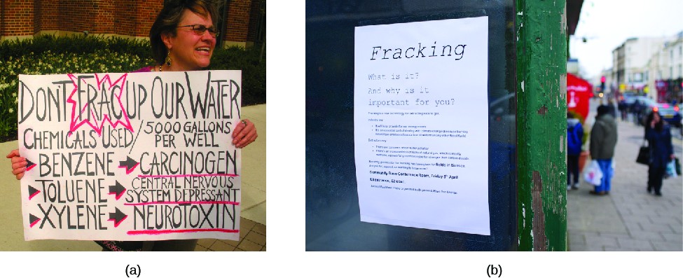 Image A is of a person holding a sign. The sign reads