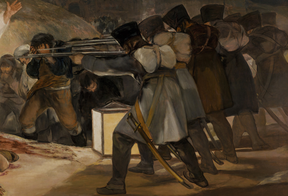 Detail of the French soldiers, standing behind the lantern.