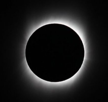 The Sun’s Corona. The black disk of the Moon covers the Sun allowing the faint streamers and delicate tendrils of the corona to be seen.