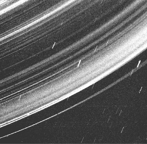 An image exposure of the rings of Uranus.