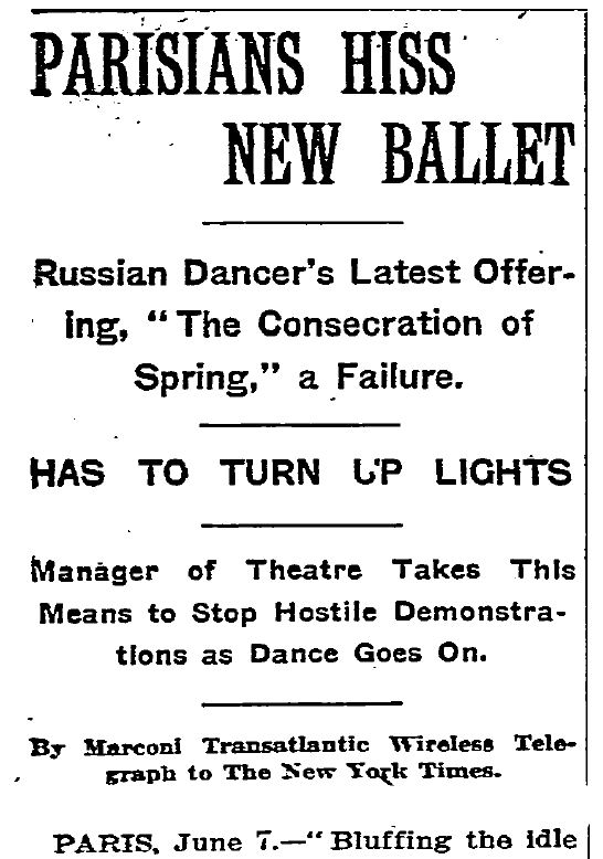 Figure 1. The New York Times reported the sensational Rite premiere, nine days after the event.