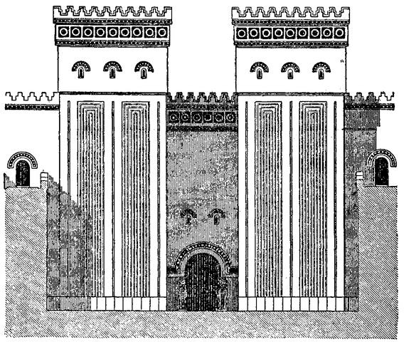 Drawing of the architecture of entrance of Palace of Dur-Sharrukin.