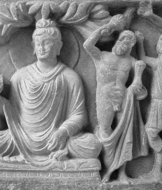 This is a black and white photograph of Buddha Herakles.