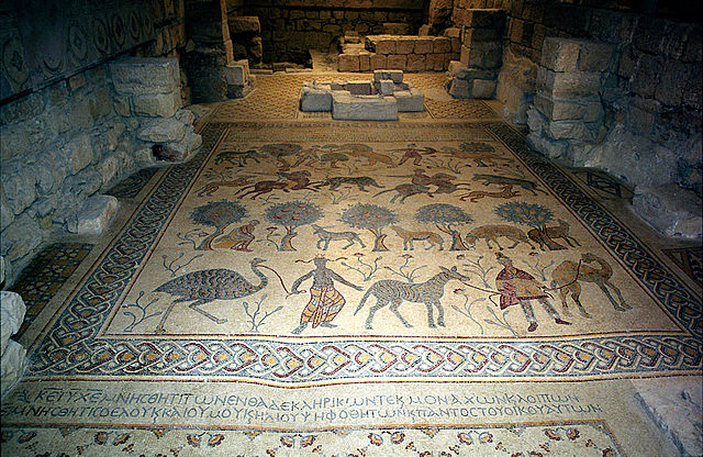 This photo shows the floor mosaic in Mount Nebo.