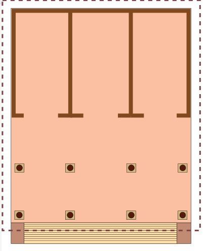 This is a drawing of the ground plan for an Etruscan temple. It shows the triple cella.
