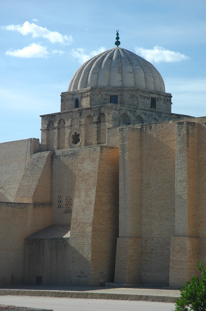This is a current-day photo of the dome of the mihrab (ninth century) in the Great Mosque of Kairouan.