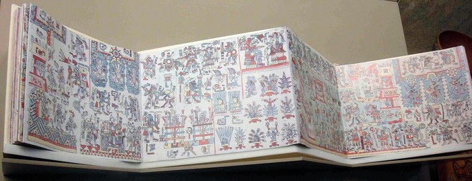 This codex is colorful and unfolded.
