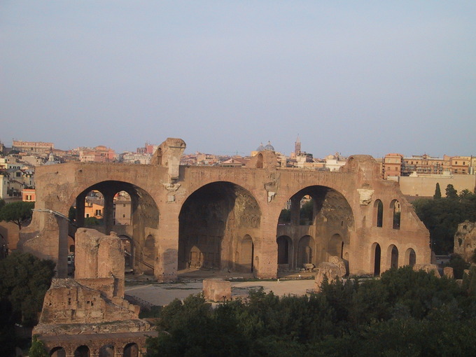 This is a photo of the Basilica Nova as it stands today in Rome, Italy. It shows the three arches.