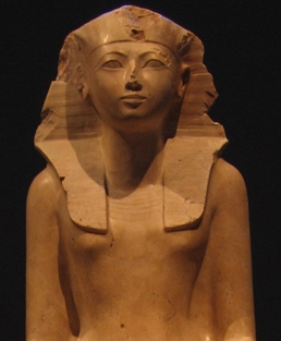 Statue depicts Hatshepsut from the waist up.
