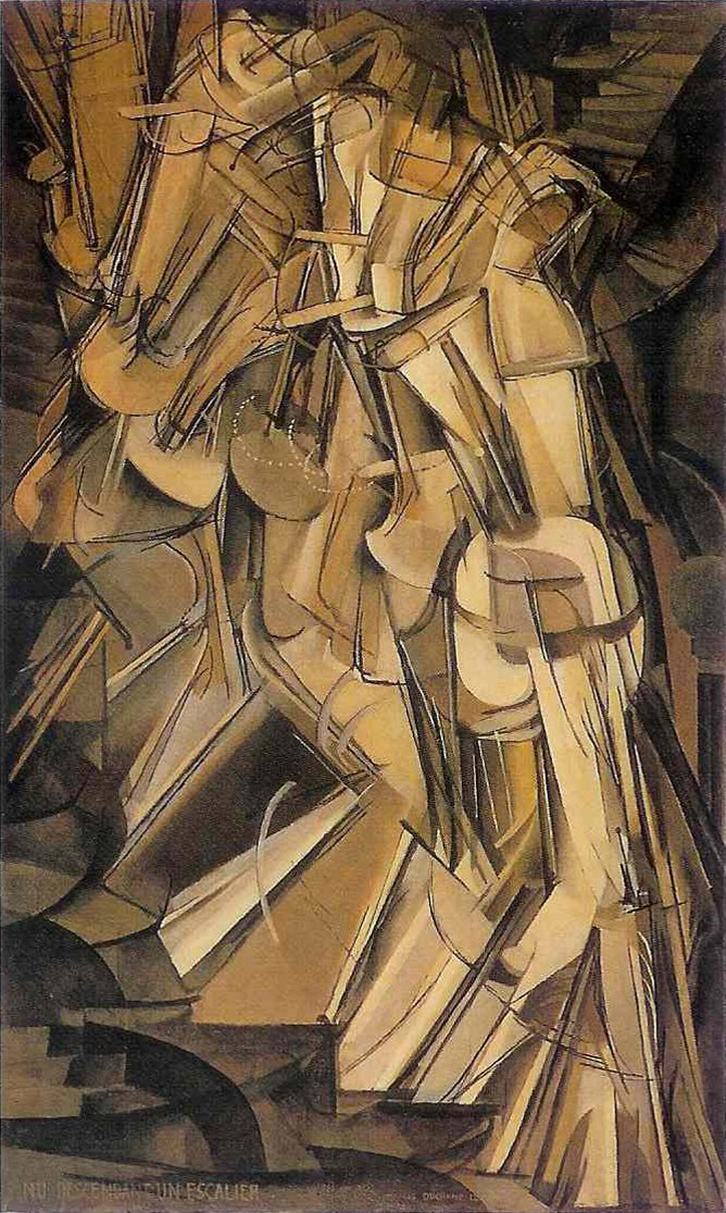 Painting depicts a figure demonstrating an abstract movement. The discernible 