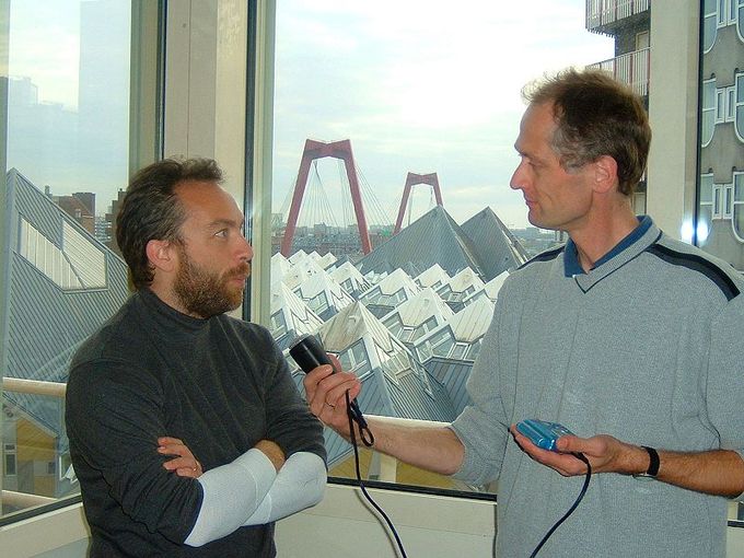 Jimbo Wales being interviewed by Herbert Blankesteijn.