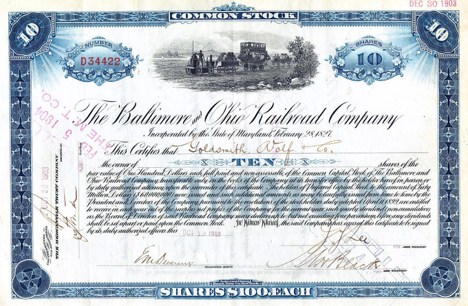 Image of 1903 Stock certificate