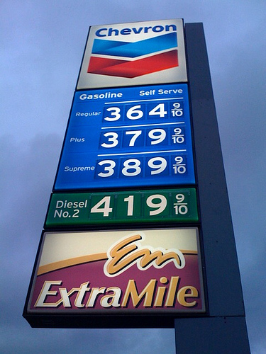 A Chevron gas sign.