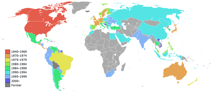 A map that shows McDonald's presence globally.
