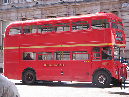 A double-decker bus in London.