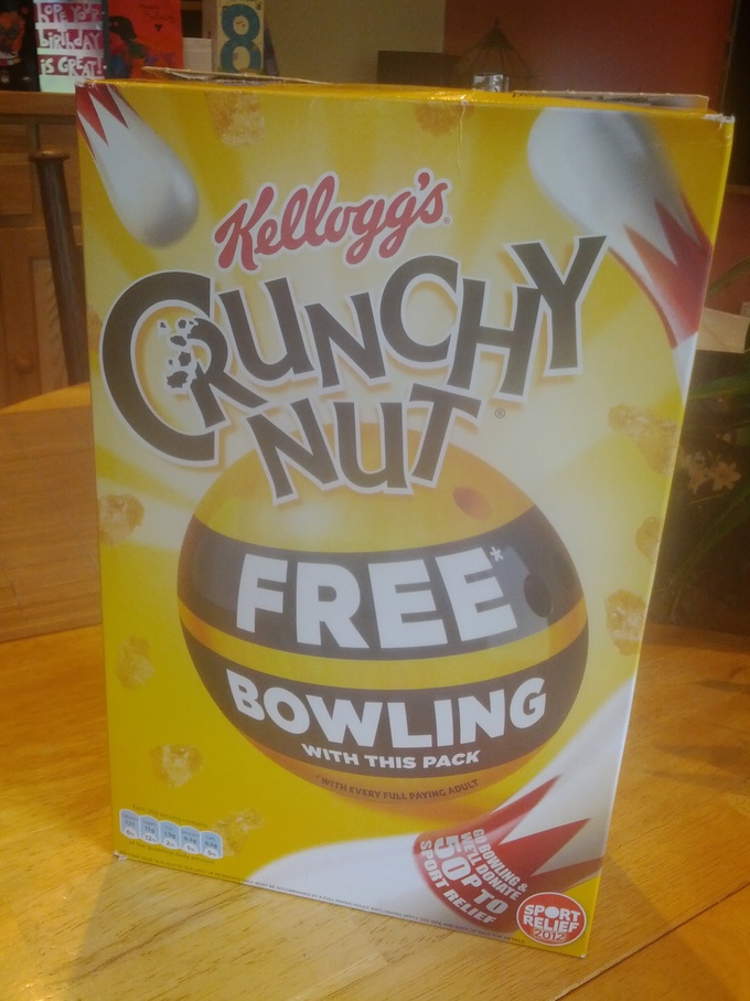 Kellogg's Crunchy Nut Cereal with Free Bowling in the pack
