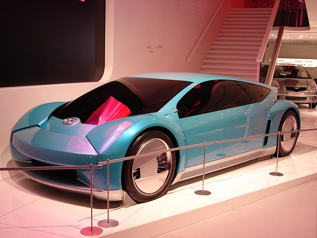 A Toyota car prototype on display.