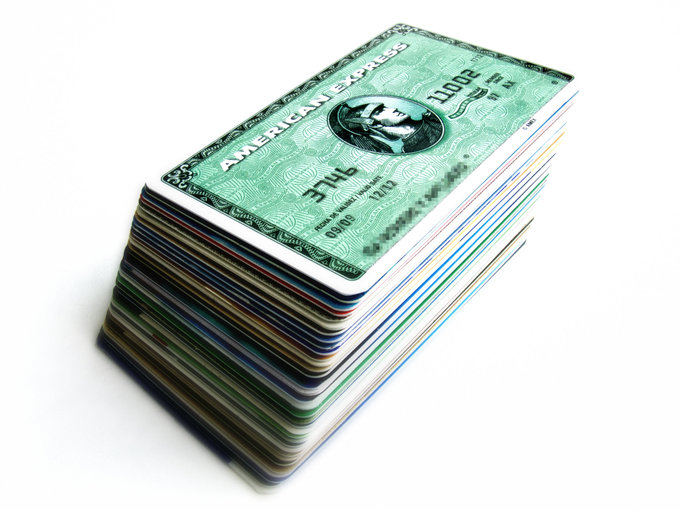 a stack of credit cards