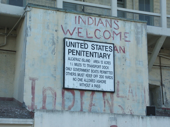 A lingering sign of the 1969–71 Native American Alcatraz Occupation in 2006. The 