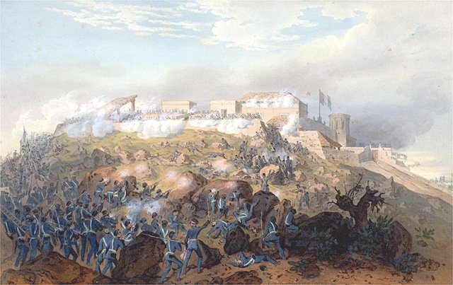 A painting depicting the Battle of Chapultapec.