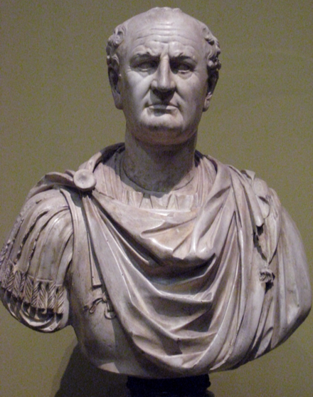 A statue bust of Vespasian.