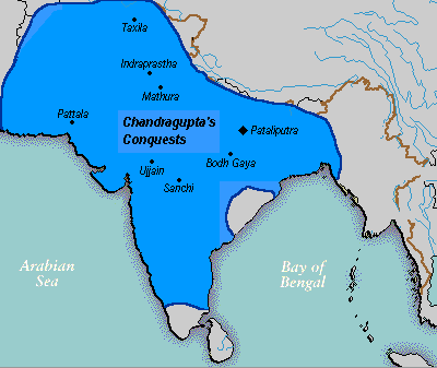 The empire grew farther South so that it covered most of modern-day India.