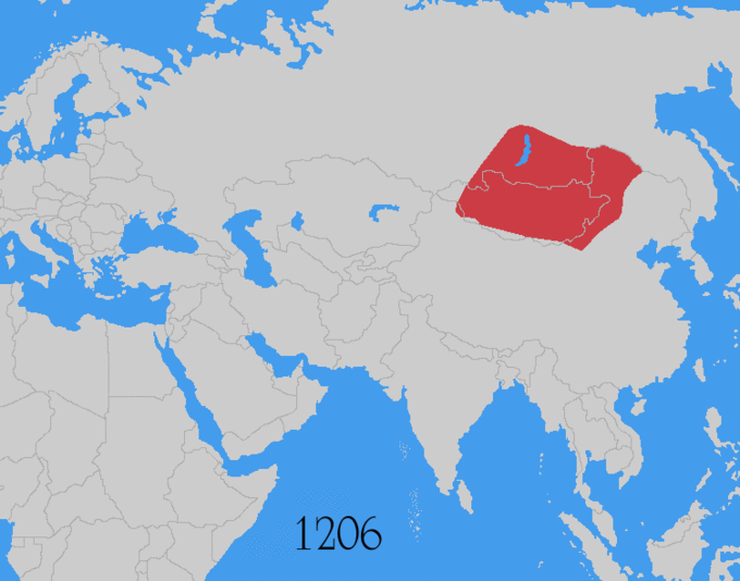A map showing the spread of the Mongol empire