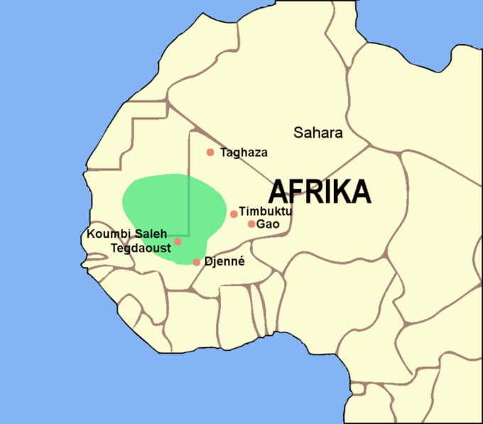 At its peak, the Ghana Empire spanned portions of modern-day southeastern Mauritania, western Mali, and eastern Senegal.