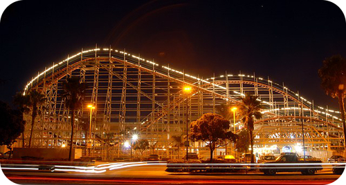 Nighttime roller coaster. The slowest peak in a roller coaster ride is the tallest peak and is the rate determining step