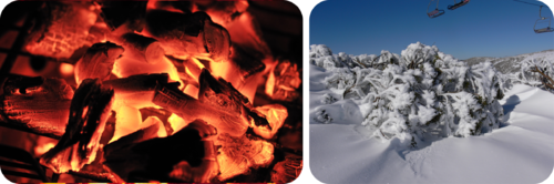 Charcoal and snow have two very different temperatures
