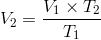 V_2=frac{V_1 times T_2}{T_1}