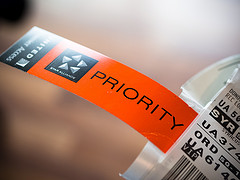 Priority label on package