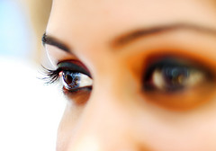 close-up of woman's eyes