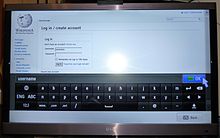 Photo of LG Smart TV on-screen keyboard.