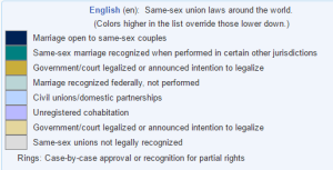 Same-sex union laws around the world.