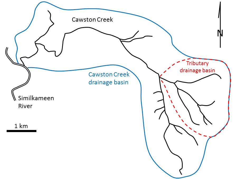 Map of Cawston Creek drainage basin