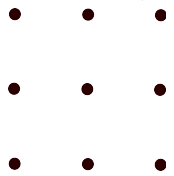 nine dots in a three by three grid