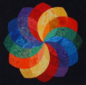 rainbow Dahlia quilt