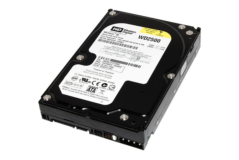 The hard drive is enclosed, with no exposed circuitry.