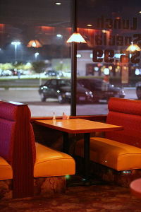 Booth at restaurant