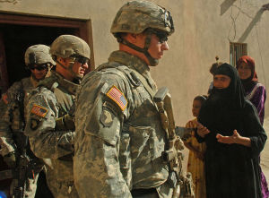 Soldiers exiting home in Iraq