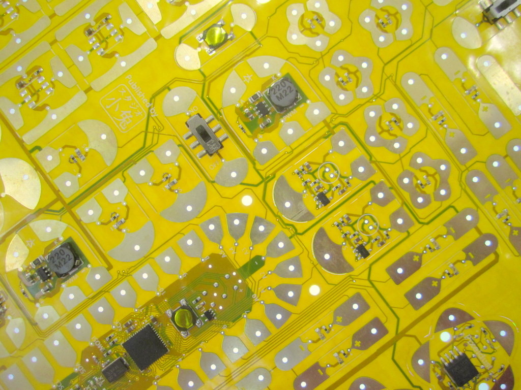Yellow circuit board sticker prototype