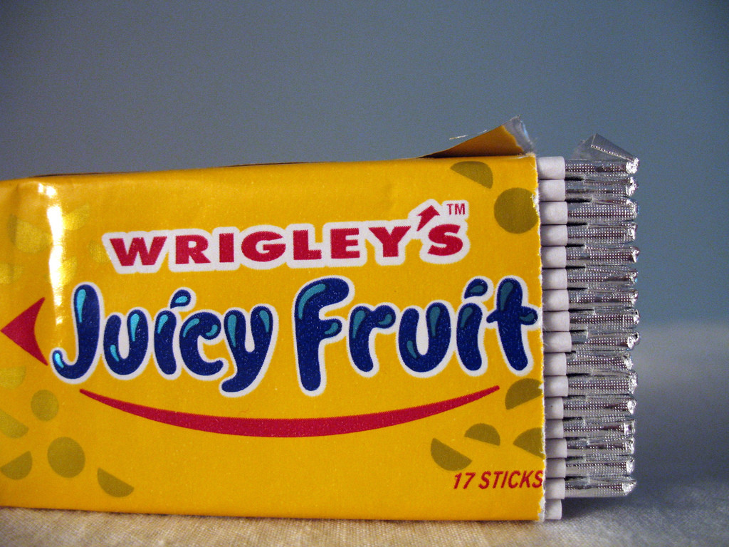 Photo of one package of Wrigley's Juicy Fruit gum