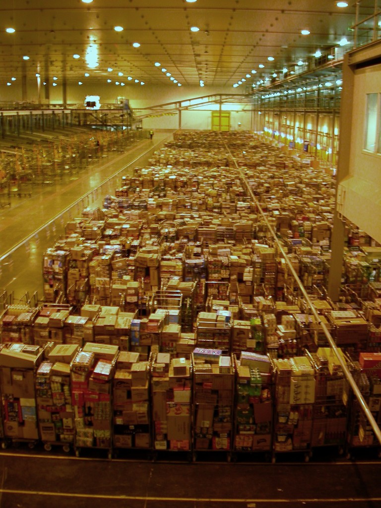 A warehouse full of pallets of different items.