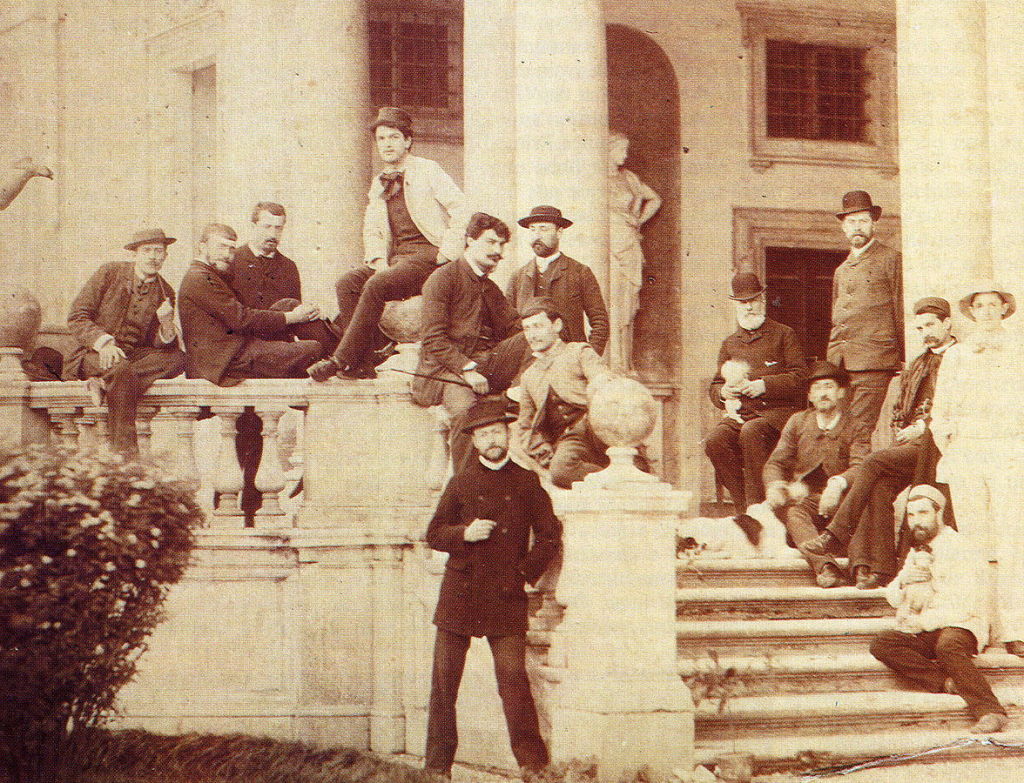 Figure 2. Debussy at the Villa Medici in Rome, 1885, at centre in the white jacket