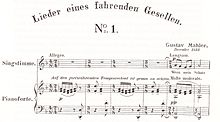  Three staves of printed music showing the vocal line and the piano accompaniment of the first few bars