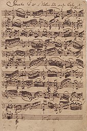 The autograph of Bach'sViolin Sonata No. 1 in G minor (BWV 1001)